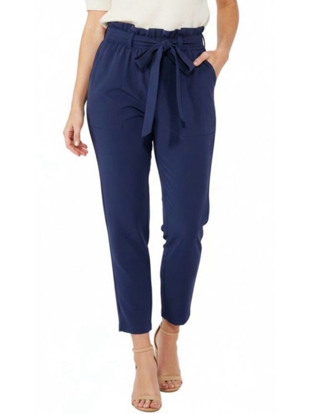 Athleta navy skyline lightweight Cropped Tie-Waist Ankle Pants size 6p